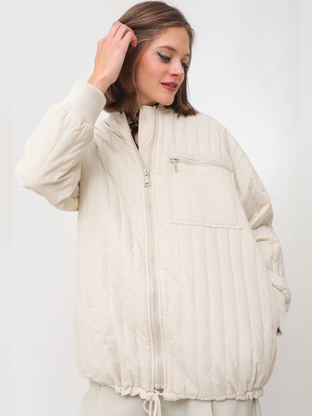 Topshop quilted oversized bomber jacket